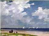 Edward Potthast Canvas Paintings - Sailboats off Far Rockaway
